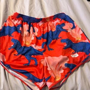 Red Dinosaur Print Shorts